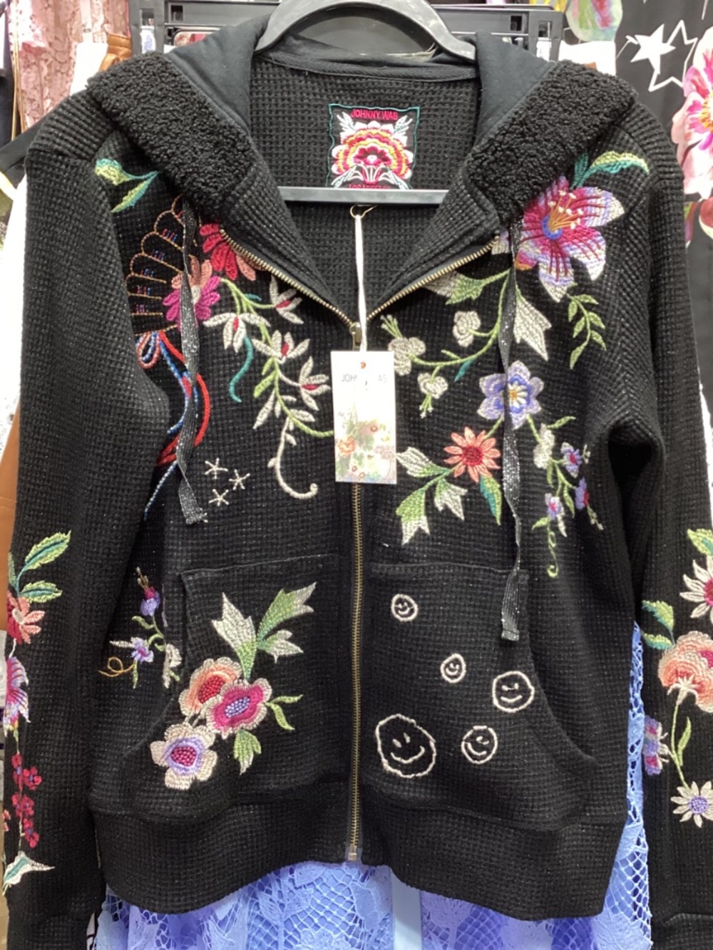 JOHNNY WAS METALLIC THERMAL ZIP UP HOODIE COLETTE - Picture 6 of 6